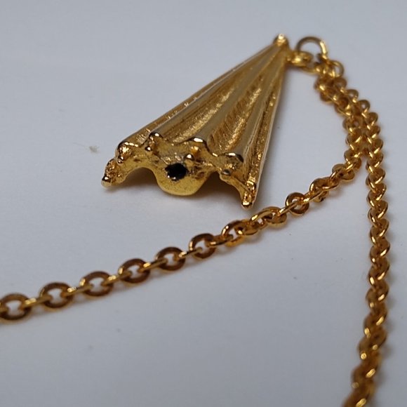 Vintage Closed Umbrella Metal Stickpin Brooch With Chains - Picture 9 of 15